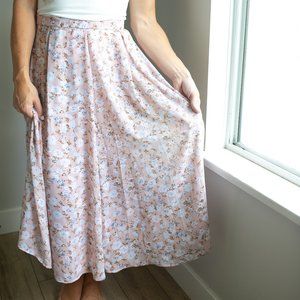 Pretty pink floral midi skirt